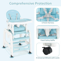 INFANS 5 in 1 Baby High Chair, Convertible Toddler Table Chair Set, Rocking Chair, Multi-Function Seat with Lockable Universal Wheels