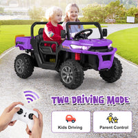 INFANS 2 Seater Ride on UTV, 12V Kids Electric Vehicle Dump Truck, Toddlers Battery Powered Car with Music