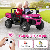 INFANS 2 Seater Ride on UTV, 12V Kids Electric Vehicle Dump Truck, Toddlers Battery Powered Car with Music
