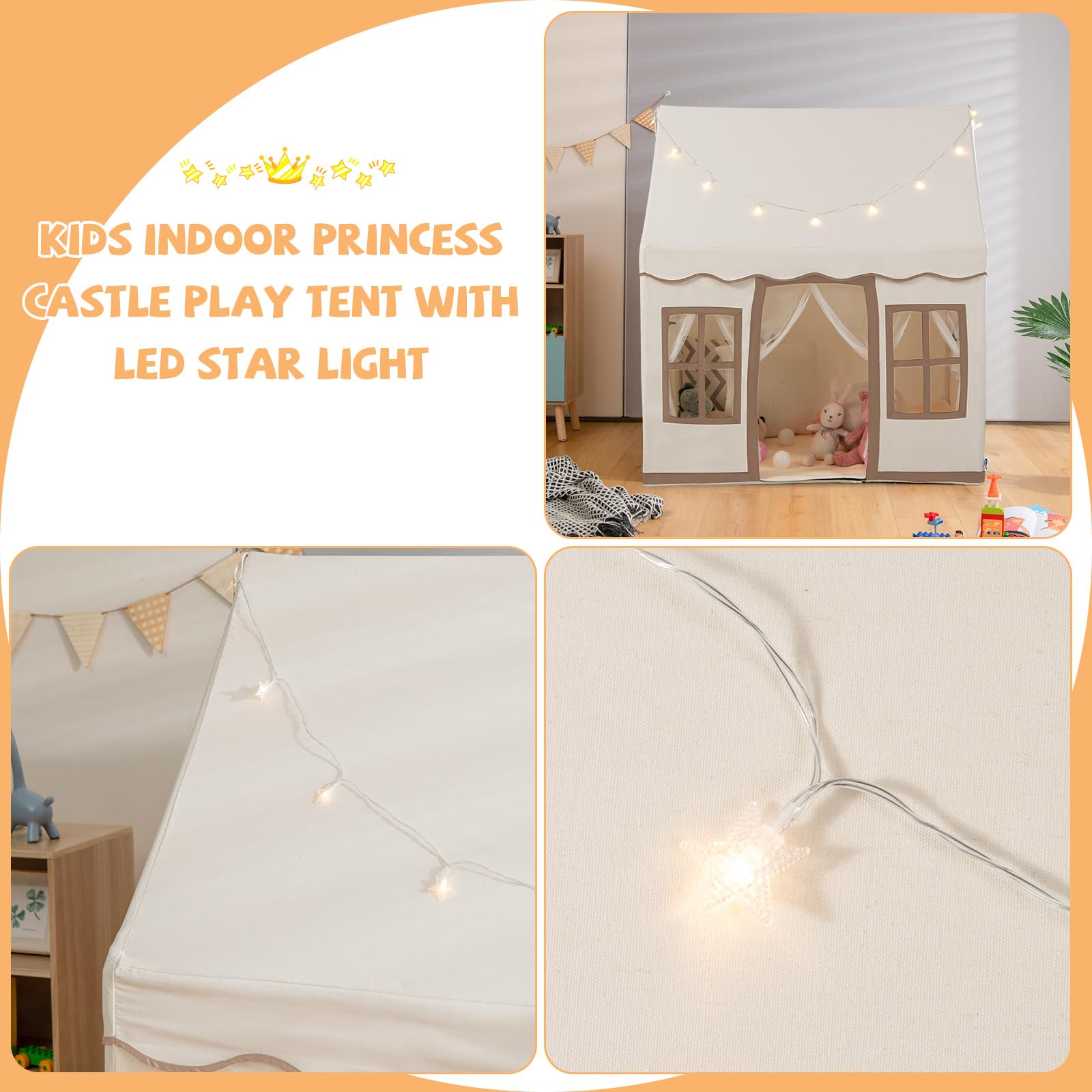 INFANS Kids Play Tent, Anti-Trip Large Playhouse Toys for Children Boys Girls, Princess Tents Castle