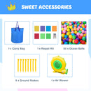 INFANS Inflatable Bounce House, Kids Candyland Pink Jumping Castle with Slide Ball Pit Basketball Rim