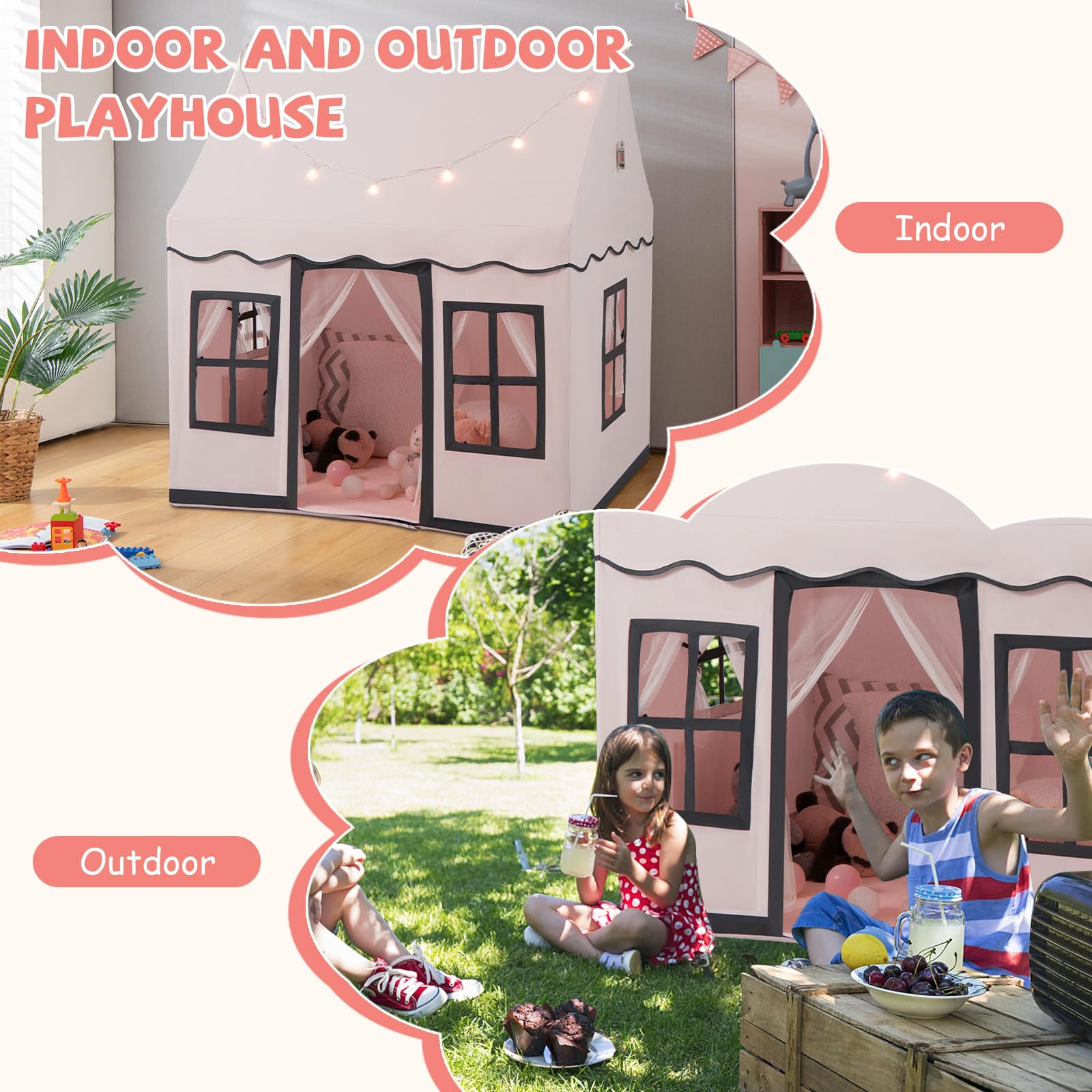 INFANS Kids Play Tent, Anti-Trip Large Playhouse Toys for Children Boys Girls, Princess Tents Castle