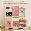 INFANS Kids Kitchen Playset Cooking Toy Kitchen Set with Coffee Machine Stove Removable Sink Microwave Storage Cabinet