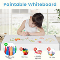 INFANS Kids Table and Chair Set, 4 in 1 Building Block Wooden Activity Desk with Reversible Tabletop for Toddlers