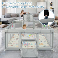 INFANS Baby Playpen, 74” x 62” Extra Large Baby Play Yard with Crawling Mat, Indoor Activity Center