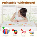 INFANS Kids Table and Chair Set, 4 in 1 Building Block Wooden Activity Desk with Reversible Tabletop for Toddlers