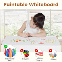 INFANS Kids Table and Chair Set, 4 in 1 Building Block Wooden Activity Desk with Reversible Tabletop for Toddlers