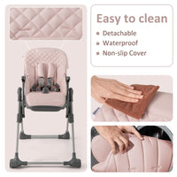 INFANS Baby High Chair, Convertible Quick Folding Portable Highchair for Babies with Wheels Removable Tray