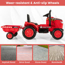 INFANS 12V Kids Ride on Tractor, Battery Powered Motorized Electric Car with Trailer, Dual Motors, Toddler Vehicle Toys