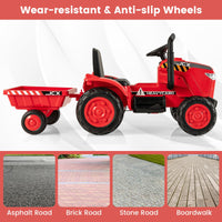 INFANS 12V Kids Ride on Tractor, Battery Powered Motorized Electric Car with Trailer, Dual Motors, Toddler Vehicle Toys