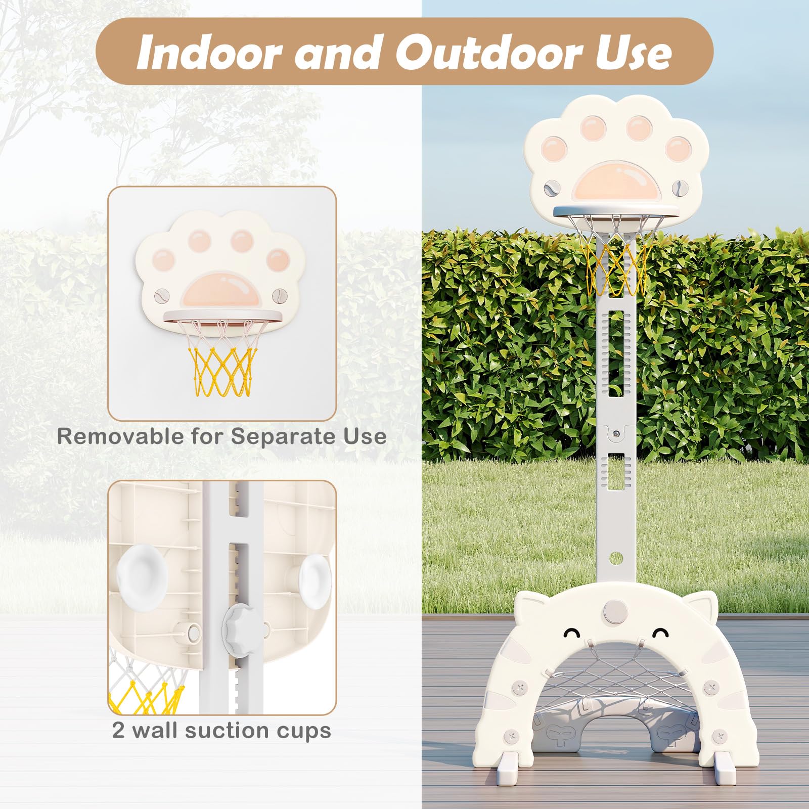 INFANS Toddler Basketball Hoop, 3 in 1 Height Adjustable Kids Sports Activity Center Indoor with Soccer Goal Golf Ball and Club