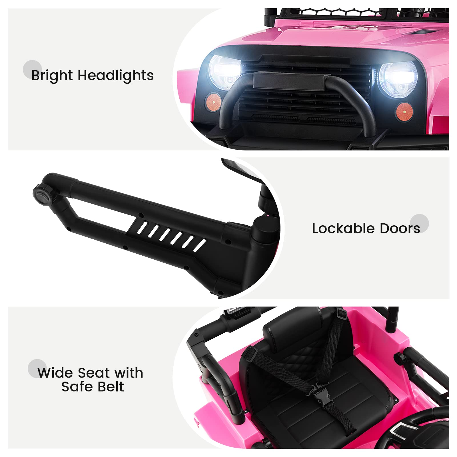 12V Electric Vehicle Car with Remote Control, Toddlers Battery Powered Toy with 2 Speeds, Spring Suspension INFANS