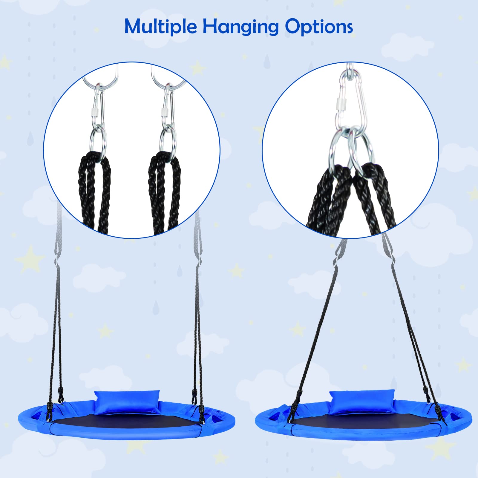 INFANS 660lbs 40 Inch Saucer Tree Swing, Round Flying Swing Seat for Kids, Outdoor Round Platform Swing