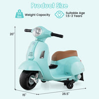 INFANS Licensed Vespa Kids Motorcycle, 6V Battery Powered Motorbike for Toddlers with Training Wheels, Horn, LED Lights