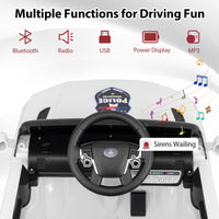 INFANS Ride on Police Car, 12V Kids Battery Powered Electric Vehicle with Siren, Flashing Lights, Bluetooth, Power Display