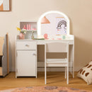 INFANS Kids Vanity, Princess Makeup Desk and Chair Set with Lights Mirror, Pretend Play Vanity Set for Toddler Girls