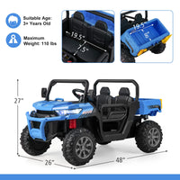INFANS 2 Seater Ride on UTV, 12V Kids Electric Vehicle Dump Truck, Toddlers Battery Powered Car with Music