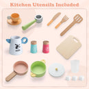 INFANS Kids Kitchen Playset Cooking Toy Kitchen Set with Coffee Machine Stove Removable Sink Microwave Storage Cabinet