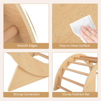 INFANS Wooden Arch Climber Rocker with Soft Cushion, 6 in 1 Montessori Climbing Toys for Toddlers, Gym Playset Gift for Kids