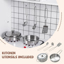 INFANS Play Kitchen for Kids, Wooden Kids Play Kitchen Playset with Realistic Light & Sounds, Children Pretend Cooking Toy Set