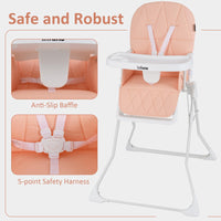 INFANS Baby High Chair, Quick Folding Portable Highchair for Babies and Toddlers with Adjustable Footrest Removable Dishwasher Tray PU Seat