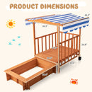 INFANS Children Playset Sandpit, 3 in 1 Kids Sandbox, Wooden Cedar Cabana Sandbox Playhouse for Outdoor Beach Backyard