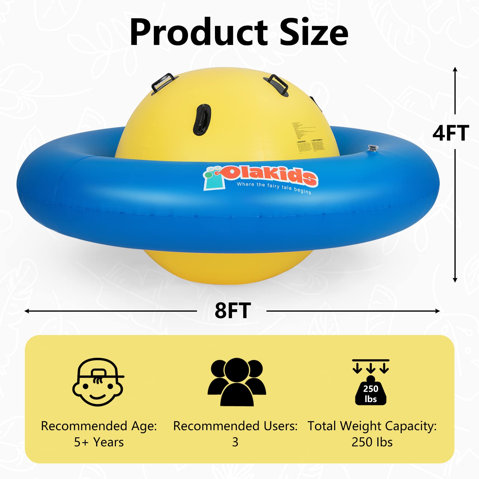 INFANS 8FT Inflatable Dome Rocker Bouncer, Outdoor Kids Giant Roll and Play Seesaw Rocker with 6 Secure Handles