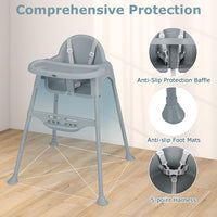 INFANS 4 in 1 Baby High Chair, Convertible Highchair for Babies and Toddlers, Infant Feeding Highchairs with Removable Tray Adjustable Footrest