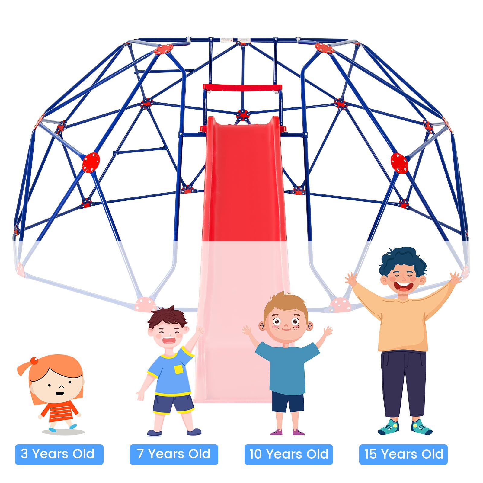 INFANS Climbing Dome with Slide, Kids Outdoor Jungle Gym Geometric Dome Climber, 8FT Climb Structure Backyard