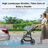 INFANS 2 in 1 Baby Stroller, High Landscape Infant Stroller, Foldable Pushchair