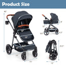INFANS 2 in 1 Baby Stroller, Convertible Stroller, Foldable High Landscape Shock Absorption with Reversible Seat