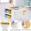 INFANS 3 in 1 Kids Art Table and Chair Set, Toddler Craft Play Wood Activity Desk with 2 Chairs Storage Canvas Bins