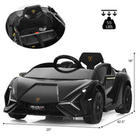 INFANS 12V Licensed Lamborghini Sian Kids Ride on Car with Parent Remote Control, Electric Toy Roadster Carbon Fiber Textured