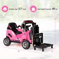 INFANS Ride on Forklift, 12V Kids Electric Vehicle Construction Truck with Liftable Fork and Pallet, Toddlers Battery Powered Car