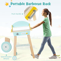 INFANS Kids Grill Playset, Wooden Pretend BBQ Toy Set with 21 Food Accessories, Role Play Kitchen Cooking Set