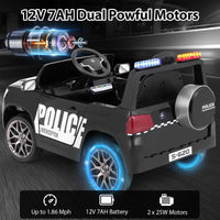 INFANS Ride on Police Car, 12V Kids Battery Powered Electric Vehicle with Siren, Flashing Lights, Bluetooth, Power Display