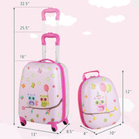 INFANS Kid Luggage Set, 12’’ Travel Backpack and 16’’ Carry on Suitcase with Rolling Spinner Wheels for Children Boys Girls