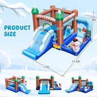 INFANS Inflatable Bounce House, Snowman Theme Kids Jumping Castle, Indoor Outdoor Inflatable Obstacle Course