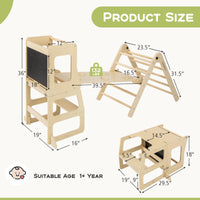 INFANS Climbing Toys for Toddlers, 8 in 1 Foldable Wood Pikler Montessori Jungle Gym, Indoor Kids Playground Climber Triangle Set