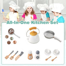 INFANS Corner Kids Kitchen Playset, Toddler Wooden Pretend Cooking Set with Lights Sounds Coffee Machine Washing Machine