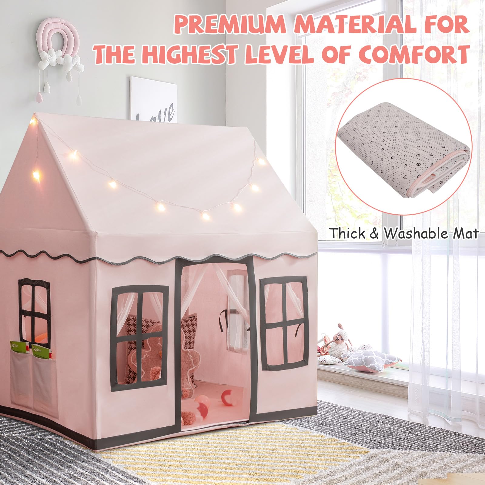 INFANS Kids Play Tent, Anti-Trip Large Playhouse Toys for Children Boys Girls, Princess Tents Castle