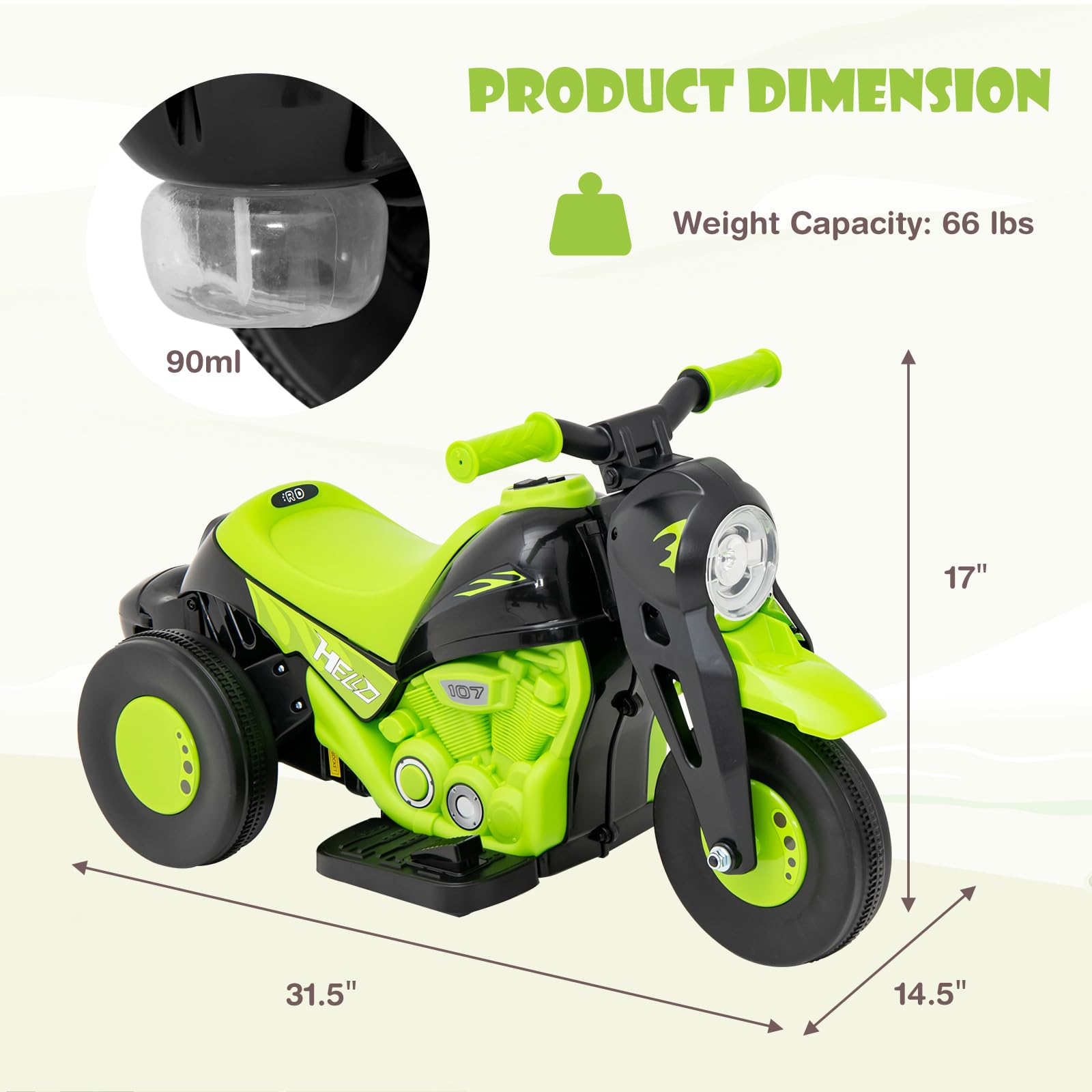 INFANS Kids Motorcycle, 6V Electric Ride on Car with Automatic Bubble Function for Children, Toddler Ages 3+