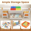 INFANS Kids Table and Chair Set, 4 in 1 Building Block Wooden Activity Desk with Reversible Tabletop for Toddlers