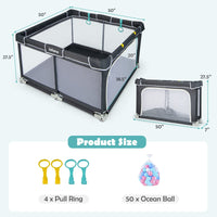 INFANS Baby Playpen, 50’’x50’’ Foldable Large Baby Playard, Indoor Outdoor Kids Activity Center Baby Fence