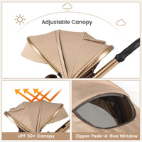 INFANS 2 in 1 Baby Stroller, Folding Newborn Pram Convertible Stroller High Landscape Shock Absorption