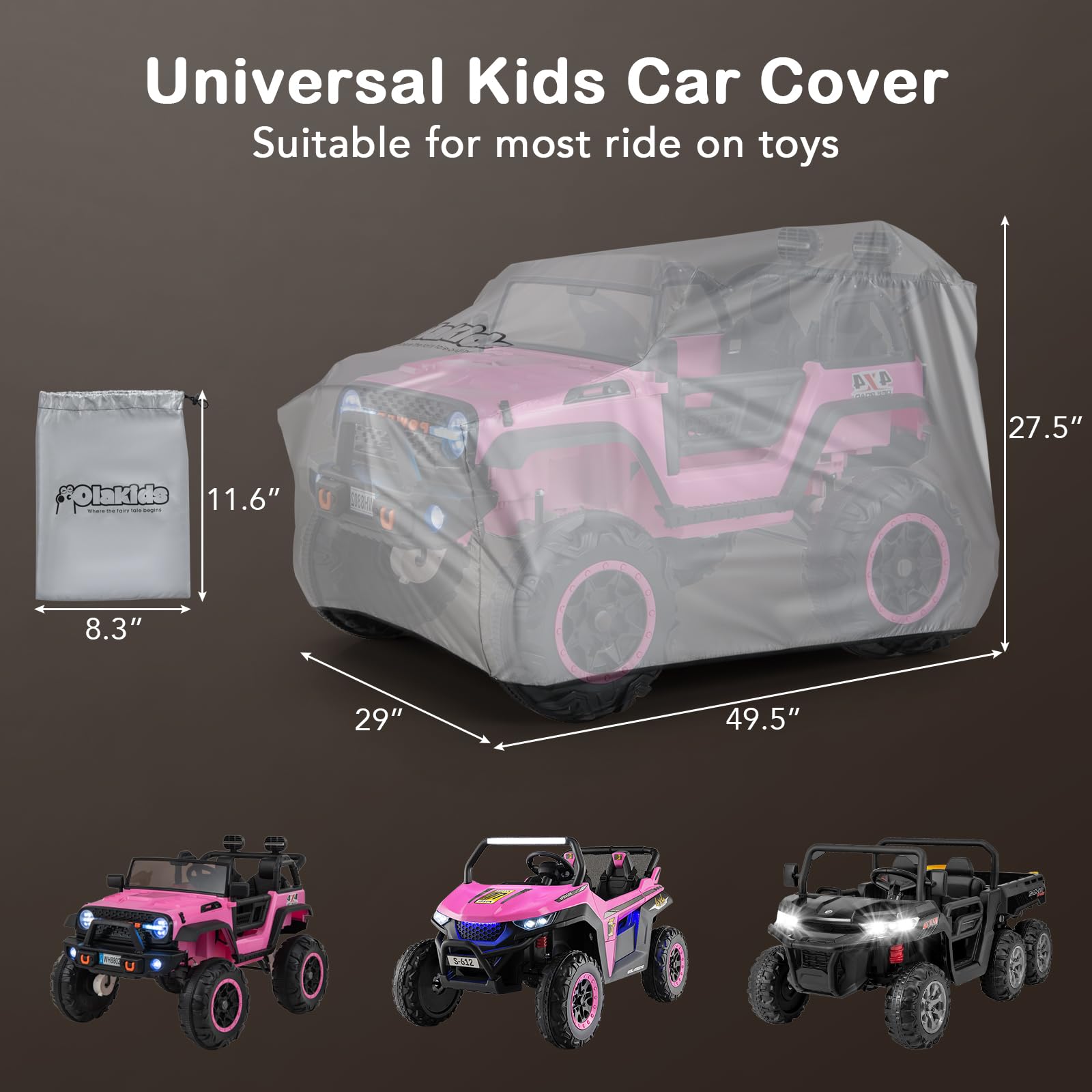INFANS Kids Ride on Toy Car Cover, Outdoor Large Protector for Children Toddler Electric Vehicles Power Wheels Jeep Truck