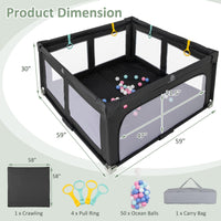 INFANS Foldable Baby Playpen with Mat, Large Baby Play Yard for Infant with 50 Ocean Balls, Fence Toddler Activity Center