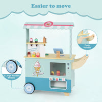 INFANS Ice Cream Cart Grocery Store Marketplace Toy, Market Stand Shop Pretend Play Set with Accessories Gift for Ages 3+