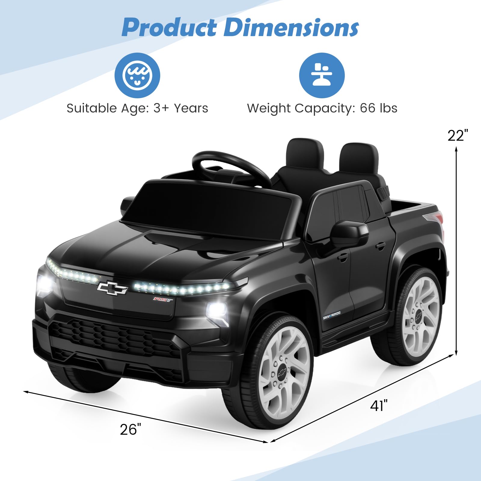 12V Licensed Chevrolet Silverado Ride on Car with Remote Control