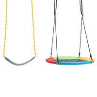 Kids Toddler Toy Adjustable Saucer Swing and Heavy Duty Belt Swing Seat for Indoor Outdoor Activity INFANS